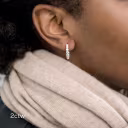 18k White Gold Prong-Set Huggie Hoop Earrings featuring 2.0 ct Round Brilliant Diamonds (Main View)