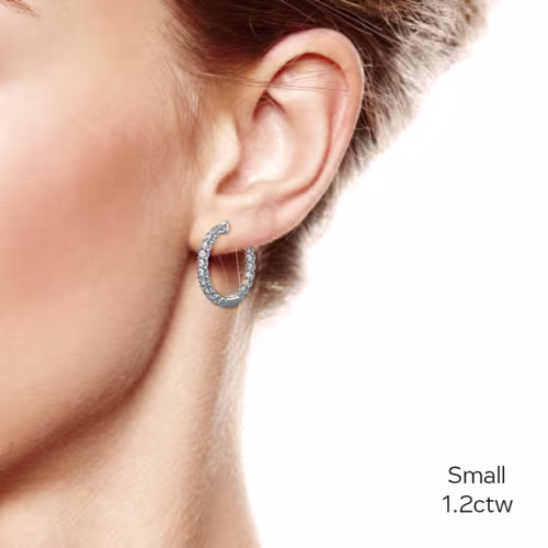 French U Hoop Earrings in 14k White Gold 1.2ctw