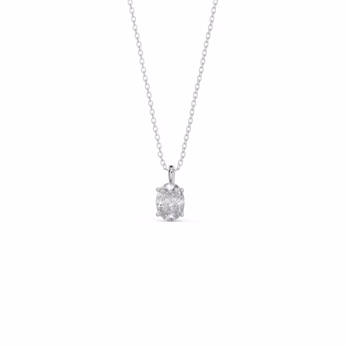 Classic Oval Pendant in 14k White Gold 1ctw
