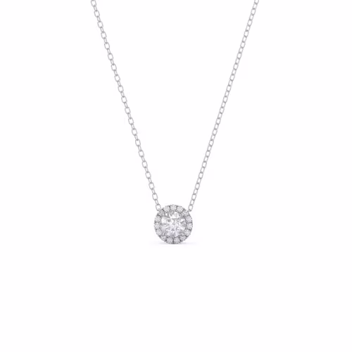 Single Halo Pendant in 14k White Gold 0.45ctw