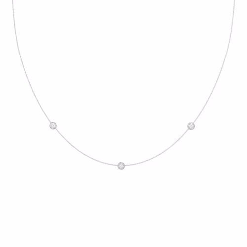 Triple Diamond Floating Cosmopolitan Necklace in 14k White Gold 0.75ctw