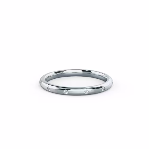 0.05 Carat Man Made Diamonds Petite Rounded Flush Set Half Band in 18k White Gold (Main View)