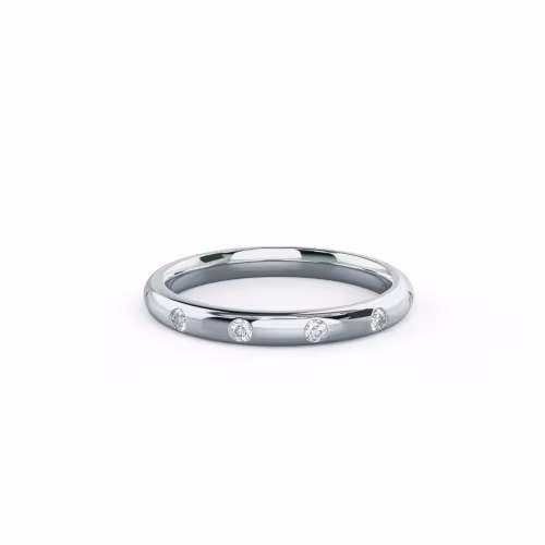 18k White Gold Rounded Flush Set Half Band featuring 0.15 Carat Lab Grown Diamonds (Main View)