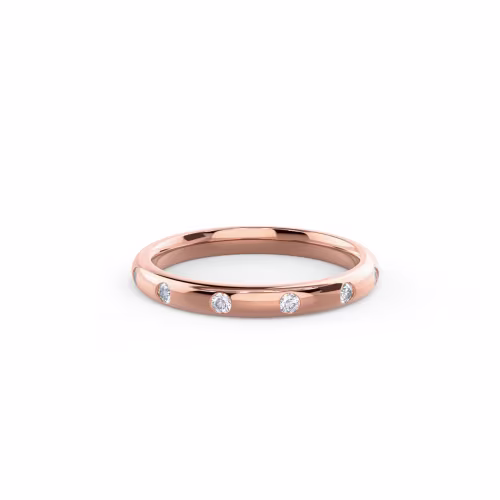 14k Rose Gold Rounded Flush Set Half Band featuring Hand Selected 0.15 ctw Lab Diamonds (Main View)