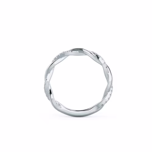 18k White Gold Infinity Twisting Light Three Quarter Band featuring Exceptional Quality 0.2 Carat Round Lab Diamonds (Profile View)
