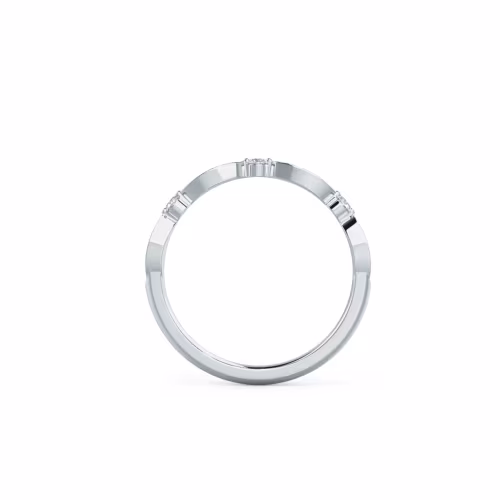 0.25 ctw Round Brilliant Diamonds set in 18k White Gold Leaf Half Band (Profile View)