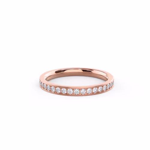 High Quality 0.3 Carat Round Diamonds set in 14k Rose Gold Channel Set Diamond Half Eternity Band (Main View)