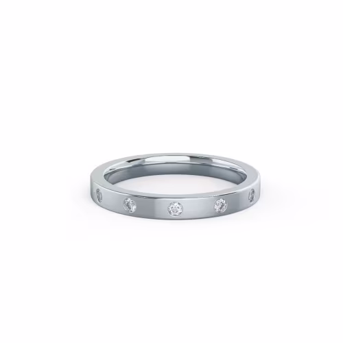 0.3 ct Round Brilliant Diamonds set in 18k White Gold Flat Flush Set Eternity Band (Main View)