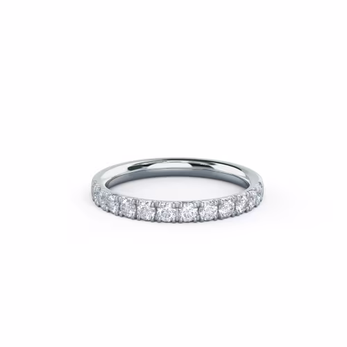 18k White Gold French Pavé Half Band featuring Round Lab Diamonds (Main View)