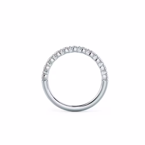 0.55 Carat Round Lab Grown Diamonds set in 18 Karat White Gold Shared Prong Half Band (Profile View)