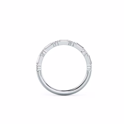 Exceptional Quality 0.65 Carat Diamonds Baguette and Round Half Band in 18k White Gold (Profile View)