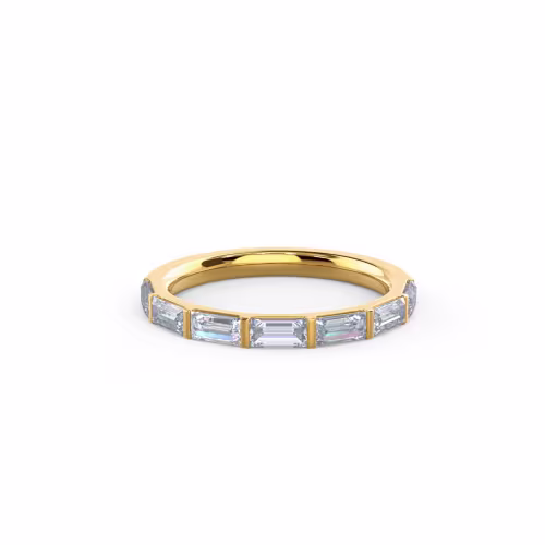 Exceptional Quality 0.7 Carat Man Made Diamonds set in 18k Yellow Gold Baguette East-West Seven Stone (Main View)