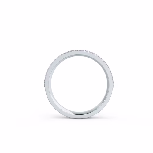 0.7 Carat Round Diamonds set in 18k White Gold Five Row Pavé Half Band (Profile View)