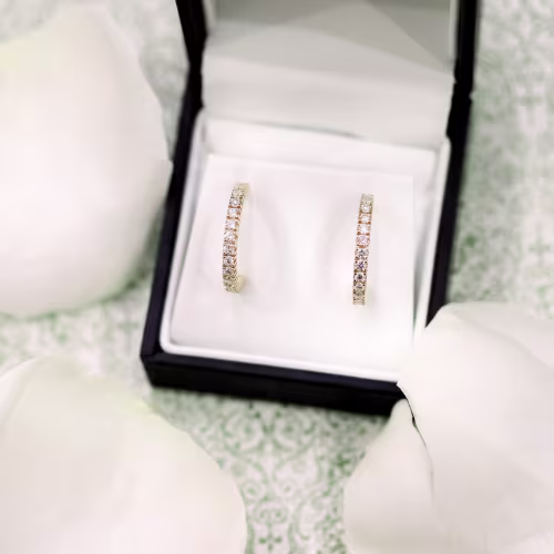0.7 Carat Round Brilliant Lab Diamonds set in 14k Yellow Gold Classic J Hoop Diamond Earrings (Main View)