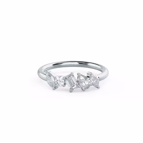18 Karat White Gold Fiona Five Stone featuring Exceptional Quality 0.75 Carat Man Made Diamonds (Main View)