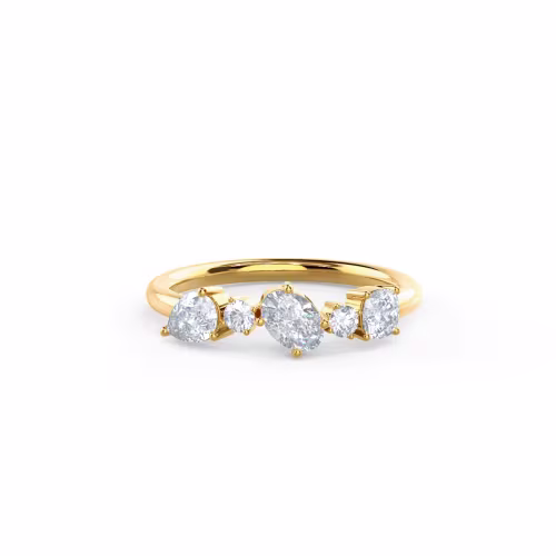 18k Yellow Gold Mary Five Stone featuring 0.8 Carat Lab Grown Diamonds (Main View)