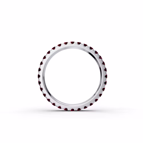 0.8 Carat Ruby U Pavé Eternity Band in 18k White Gold (Profile View)
