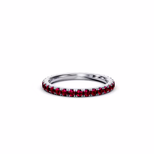 18k White Gold 0.8ctw Round Ruby U Pavé Eternity Band (Main View)