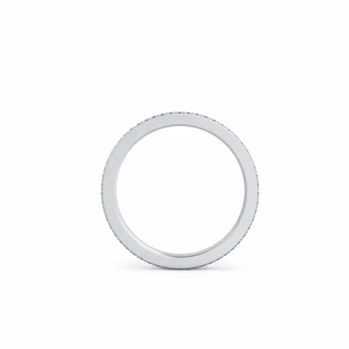 0.85 Carat Round Diamonds set in 18 Karat White Gold Three Row Pavé Eternity Band (Profile View)