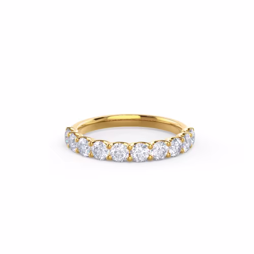 1.1 Carat Created Diamonds set in 14k Yellow Gold French U Round Half Band (Main View)