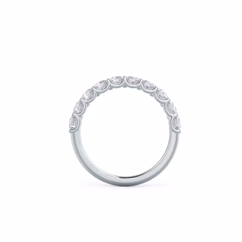 1.1 ct Lab Diamonds French U Round Half Band in 18k White Gold (Profile View)