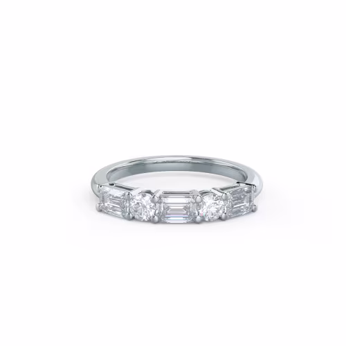 High Quality 1.15 Carat Diamonds set in White Gold Emerald and Round East-West Five Stone (Main View)