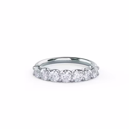 Hand Selected 1.2 ct Round Man Made Diamonds French U Seven Stone in 18k White Gold (Main View)