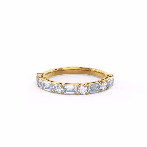 Hand Selected 1.3 Carat Lab Grown Diamonds set in 18k Yellow Gold Emerald and Round East-West Half Band (Main View)