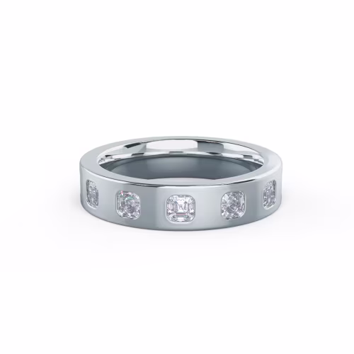 18k White Gold Asscher Flush Set Seven Stone featuring 1.4 Carat Lab Created Diamonds (Main View)