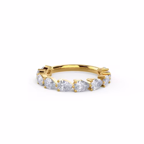 14k Yellow Gold Pear East-West Three Quarter Band featuring Hand Selected 1.5 ct Man Made Diamonds (Main View)