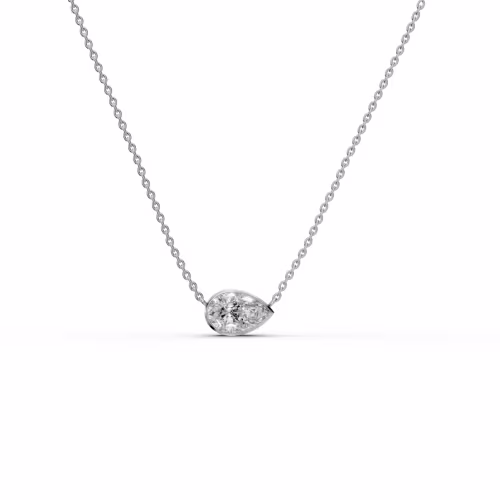 1.5 ct Lab Diamonds set in 18k White Gold Pear Floating Bezel Pendant (Main View)
