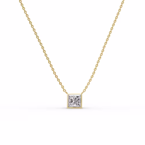 1.5 Carat Lab Diamonds set in Yellow Gold Princess Floating Bezel Pendant