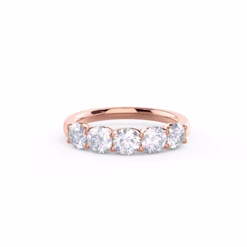 14k Rose Gold French U Five Stone featuring 1.5 ctw Round Brilliant Lab Diamonds (Main View)