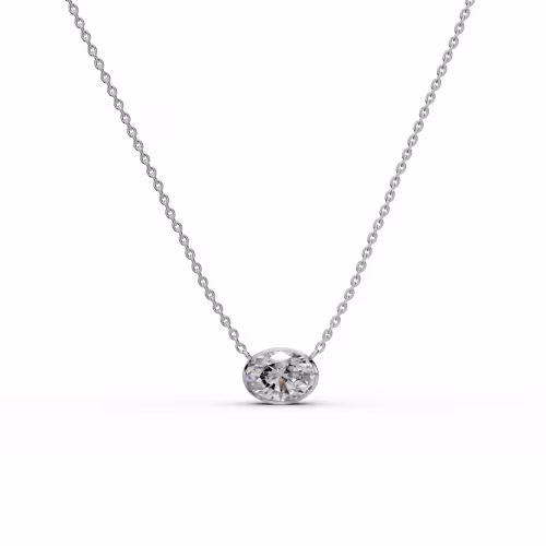Hand Selected 1.5 Carat Round Brilliant Lab Diamonds set in 18k White Gold Oval Floating Bezel Pendant (Main View)