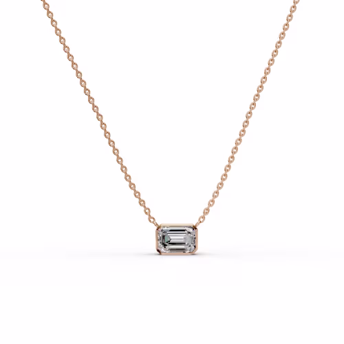 1.5 ct Round Brilliant Lab Diamonds set in 14 Karat Rose Gold Emerald Floating Bezel Pendant (Main View)