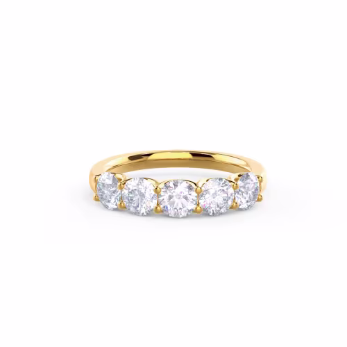 Hand Selected 1.5 Carat Round Brilliant Lab Grown Diamonds French U Five Stone in 14k Yellow Gold (Main View)