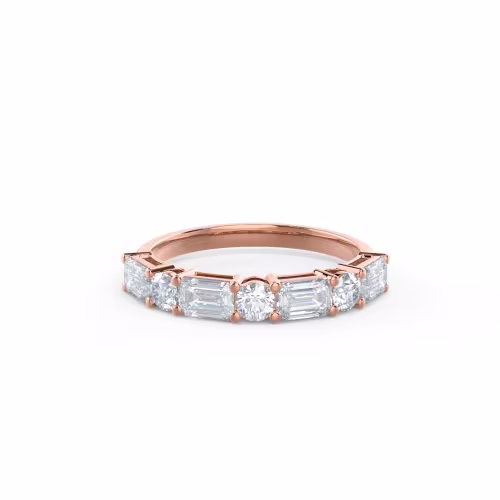 High Quality 1.5 Carat Diamonds set in Rose Gold Emerald and Round East-West Seven Stone (Main View)