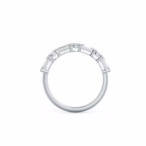 1.5 Carat Diamonds set in White Gold Emerald and Round East-West Seven Stone (Profile View)