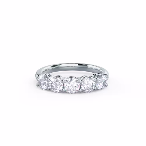 1.5 Carat Round Brilliant Diamonds Prong Set Five Stone in 18k White Gold (Main View)