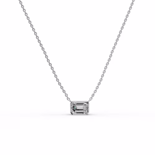 1.5 ct Round Brilliant Man Made Diamonds set in 18k White Gold 1.5ctw Single Bezel Set Emerald Diamond Pendant in 18k White Gold (Main View)