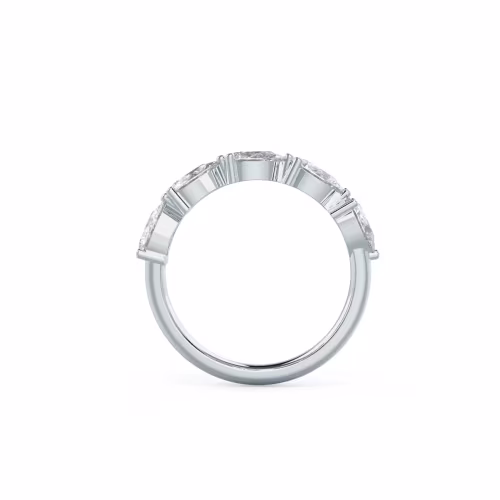 Hand Selected 1.5 Carat Man Made Diamonds Pear East-West Five Stone in 18 Karat White Gold (Profile View)