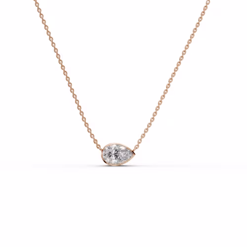 Hand Selected 1.5 ctw Diamonds 1.5ctw Single Bezel Set Pear Diamond Pendant in 14k Rose Gold in 14k Rose Gold (Main View)
