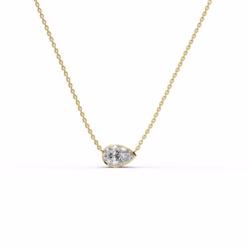 Exceptional Quality 1.5 ctw Lab Diamonds set in 14k Yellow Gold 1.5ctw Single Bezel Set Pear Diamond Pendant in 14k Yellow Gold (Main View)