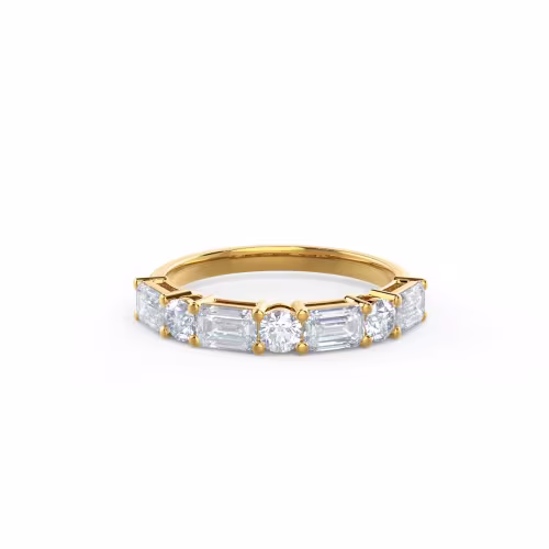 1.5 ctw Diamonds set in 18k Yellow Gold Emerald and Round East-West Seven Stone (Main View)