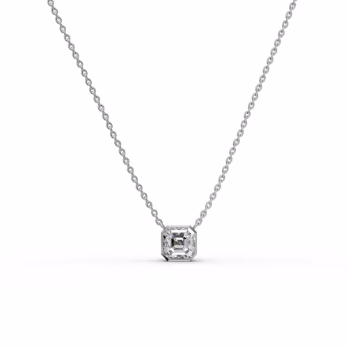 1.5 Carat Diamonds Asscher Floating Bezel Pendant in 18k White Gold (Main View)