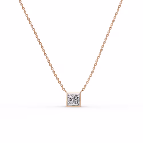1.5 Carat Diamonds set in 14k Rose Gold Princess Floating Bezel Pendant