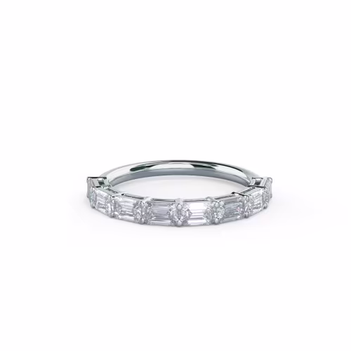 1.6 Carat Lab Diamonds set in 18k White Gold Emerald East-West Half Band (Main View)