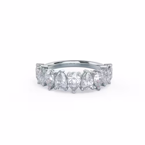 18k White Gold Pear Alternating Half Band featuring 1.8 ctw Lab Diamonds (Main View)
