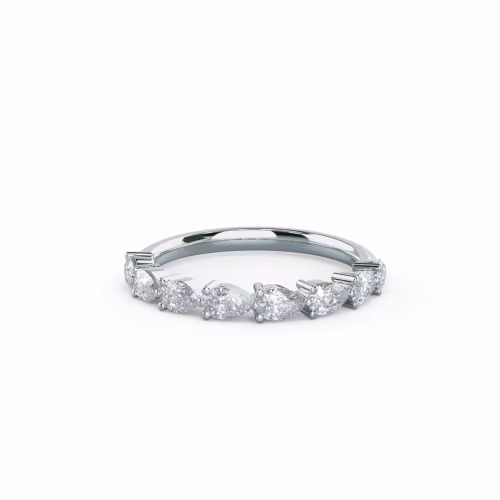 1.0 ct Diamonds set in 18k White Gold Pear East-West Half Band (Main View)