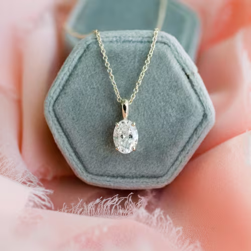 yellow gold 1 ct oval classic lab diamond necklace ada diamonds design ad 279